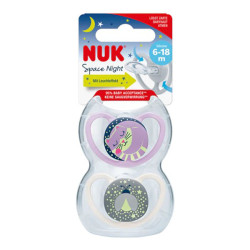 NUK Space Night 2 sucettes silicone fille 0-6 mois