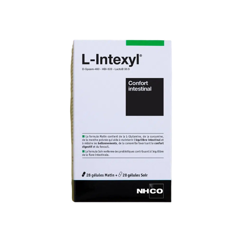 Nhco L-Intexyl Confort intestinal 28 gélules matin + 28 gélules soir Nhco L-Intexyl Confort intestinal 28 gélules matin + 28 gélules soir