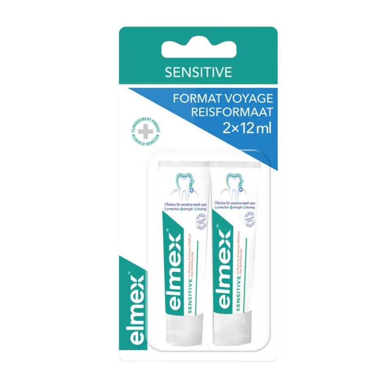 Elmex sensitive dentifrice format voyage lot de 2x12ml