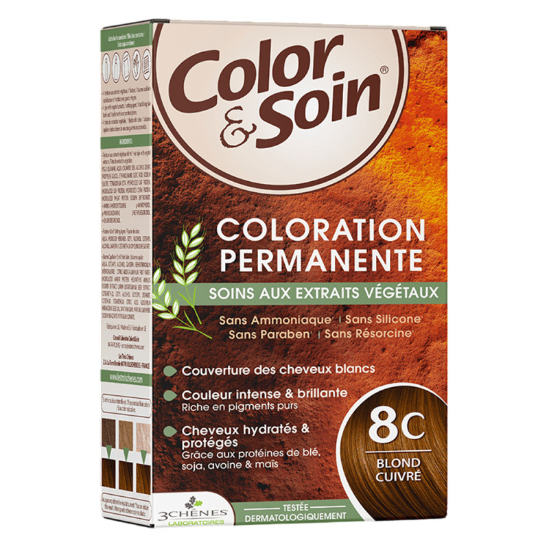 3 Chênes color&soin blond cuivré coloration permanente 8c 3 Chênes color&soin blond cuivré coloration permanente 8c