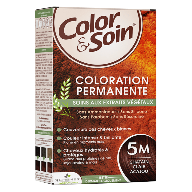 Les 3 Chênes color & soin coloration châtain clair acajou 5M 135ml Les 3 Chênes color & soin coloration châtain clair acajou 5M 135ml
