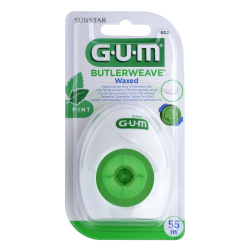 GUM ButlerWeave1855 Fil dentaire ciré menthe 55m