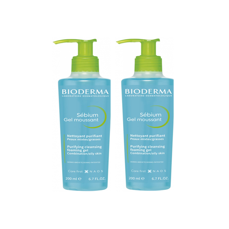 Bioderma Sébium Gel moussant nettoyant purifiant lot de 2 x 200ml Bioderma Sébium Gel moussant nettoyant purifiant lot de 2 x 200ml