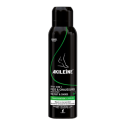 Akileïne Spray Noir 3 en 1 pieds & chaussures 150ml