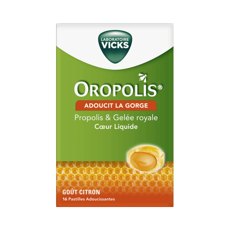 Vicks Oropolis Cœur Liquide goût citron 16 pastilles Vicks Oropolis Cœur Liquide goût citron 16 pastilles
