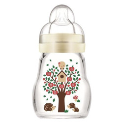 MAM Biberon en verre tétine débit 1 Blanc 170ml