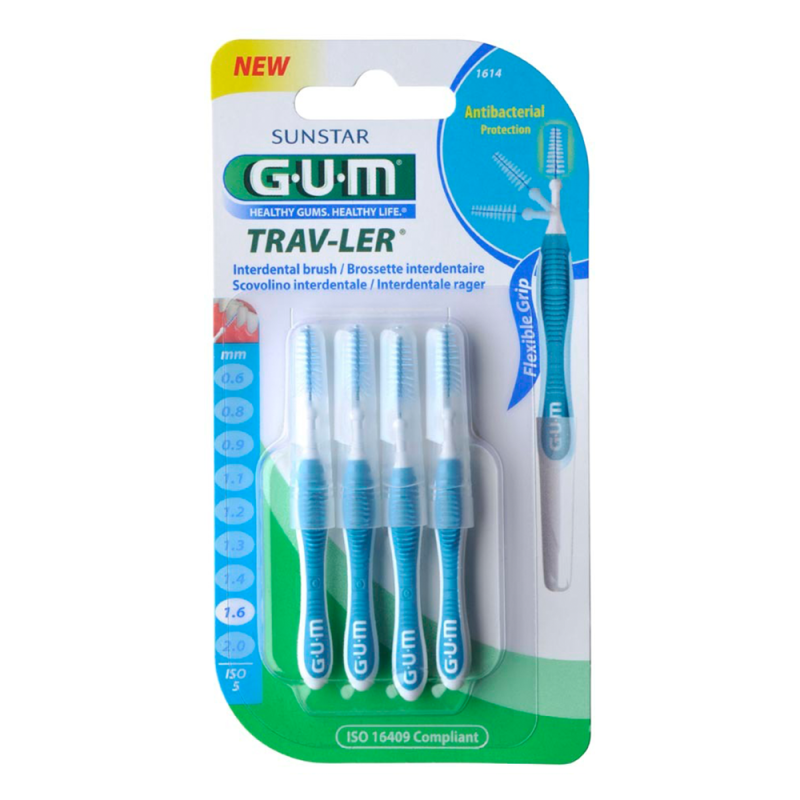 GUM Trav-ler Brossette interdentaire 1,6mm 4 unités ref 1614 GUM Trav-ler Brossette interdentaire 1,6mm 4 unités ref 1614