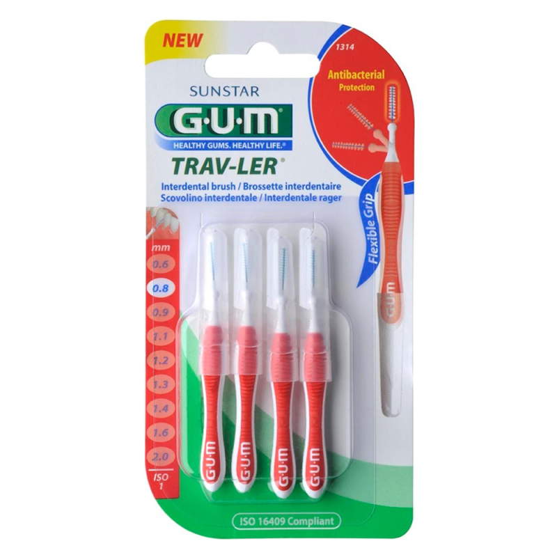 GUM Trav-Ler Brossettes interdentaires 0,8mm 4 unités ref 1314