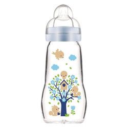 MAM Biberon Verre premium tétine débit 2 blanc 260ml