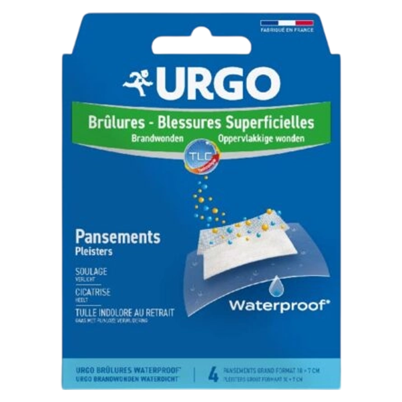 Urgo Brûlures blessures superficielles 4 pansements waterproof