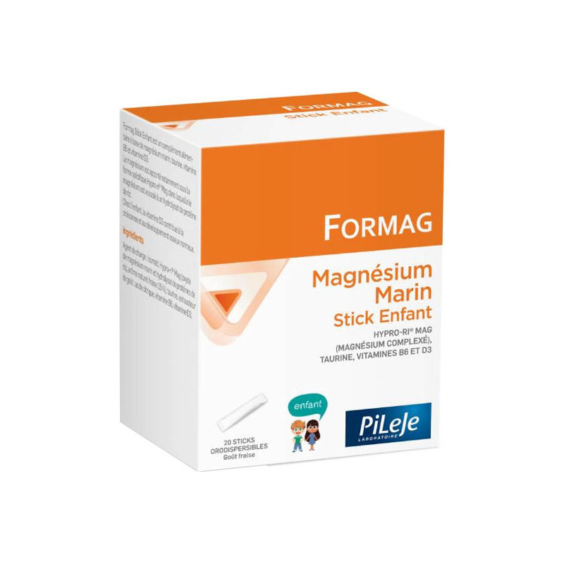 Pileje Formag Magnésium Marin Enfant goût fraise 20 Sticks orodispersibles Pileje Formag Magnésium Marin Enfant goût fraise 20 Sticks orodispersibles