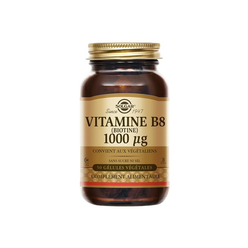 Solgar Vitamine B8 (Biotine) 1000µg 50 gélules végétales Solgar Vitamine B8 (Biotine) 1000µg 50 gélules végétales