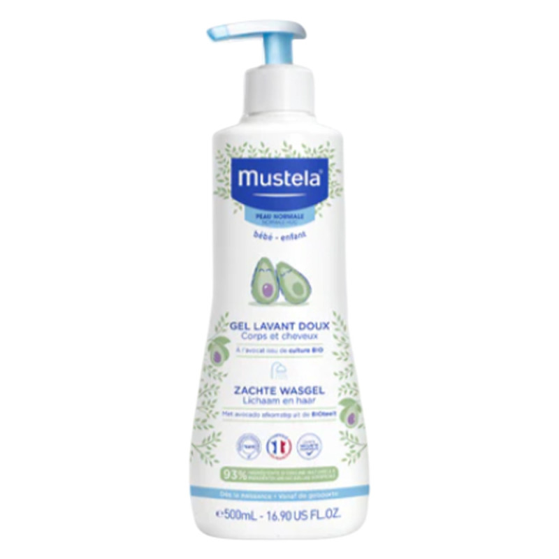 Mustela Gel lavant doux corps et cheveux à l'avocat bio 500ml Mustela Gel lavant doux corps et cheveux à l'avocat bio 500ml