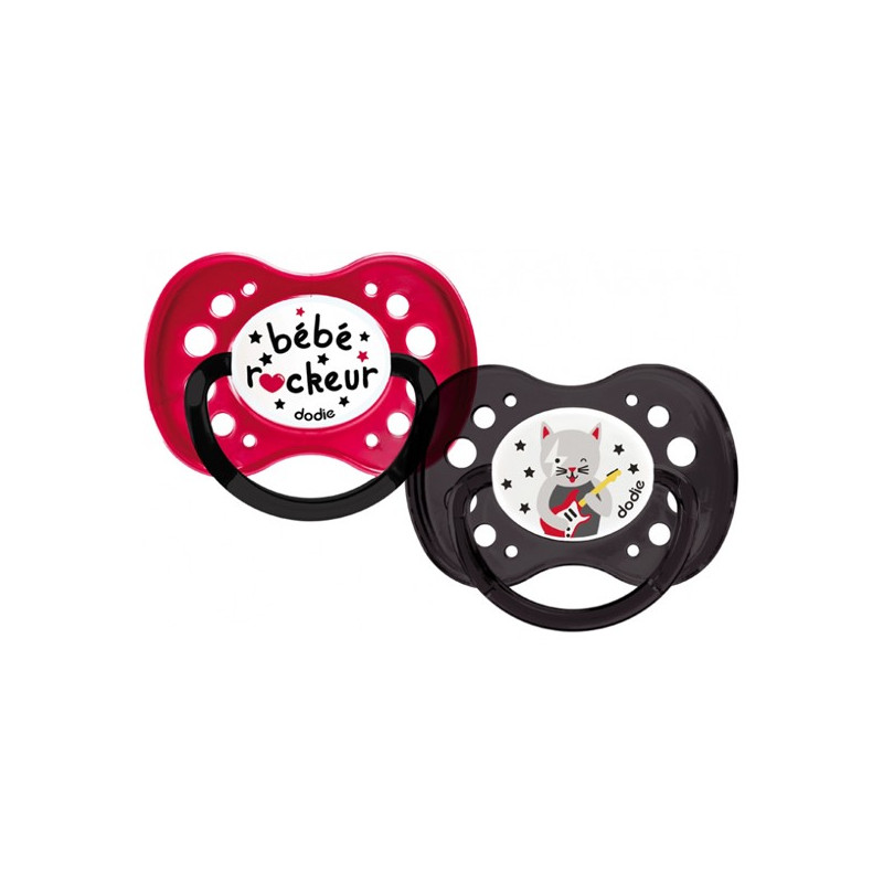 Dodie Bébé rockeur 2 Sucettes anatomiques Silicone 18 mois et + Dodie Bébé rockeur 2 Sucettes anatomiques Silicone 18 mois et +