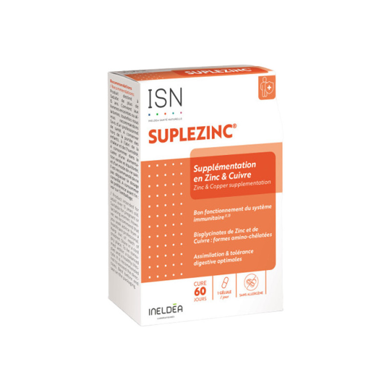 Ineldéa Santé Naturelle Suplezinc 60 gélules Ineldéa Santé Naturelle Suplezinc 60 gélules