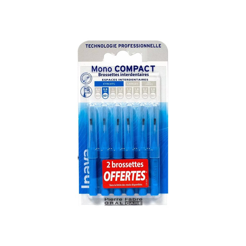 Inava mono compact bleu 6 brossettes interdentaires 0.8mm