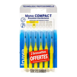 Inava mono compact jaune 6 brossettes interdentaires 1mm