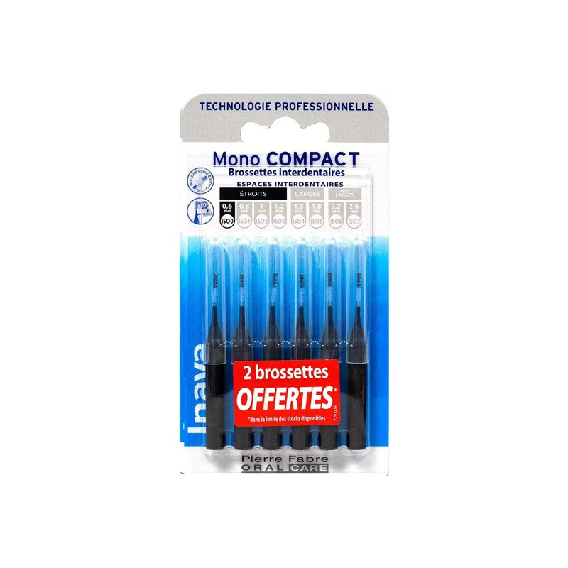 Inava mono compact noir 6 brossettes interdentaires 0.6mm Inava mono compact noir 6 brossettes interdentaires 0.6mm