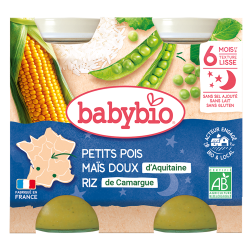 Babybio petits pois maïs doux riz dès 6 mois 2x200gr