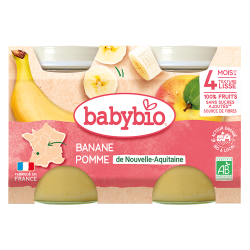 Babybio banane pomme de Nouvelle-Aquitaine dès 4 mois 2x130gr
