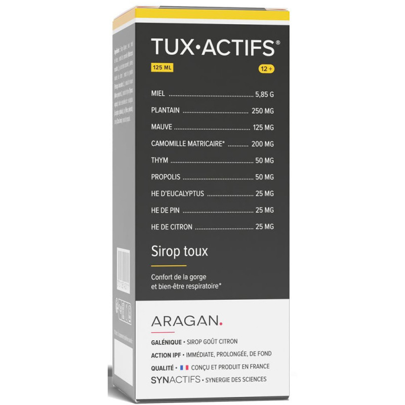 Aragan Synactifs TuxActifs 12+ Sirop toux bio 125ml Aragan Synactifs TuxActifs 12+ Sirop toux bio 125ml
