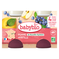 Babybio pomme & myrtille dès 4 mois petits pots 2x130gr