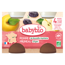 Babybio pomme & pruneau 4 mois et+ petits pots 2x130gr