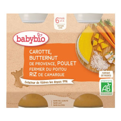 Babybio carotte butternut poulet fermier riz pots de 2x200gr
