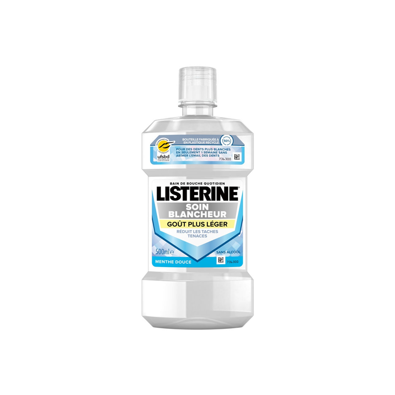 Listerine Soin Blancheur Bain de bouche menthe douce 500ml Listerine Soin Blancheur Bain de bouche menthe douce 500ml