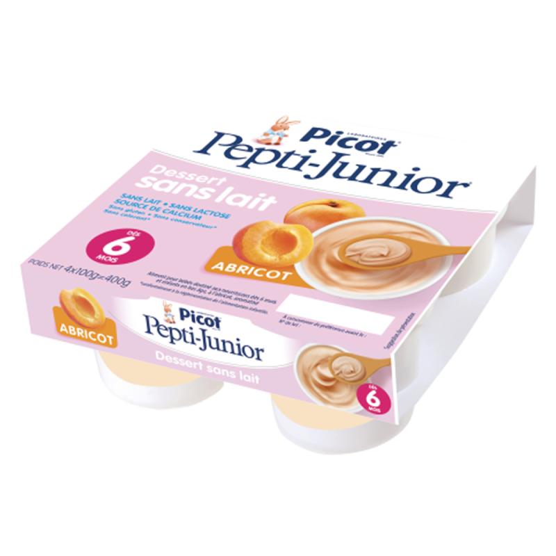 Picot Pepti-Junior Dessert sans lait dès 6 mois Abricot lot de 4x100gr Picot Pepti-Junior Dessert sans lait dès 6 mois Abricot lot de 4x100gr