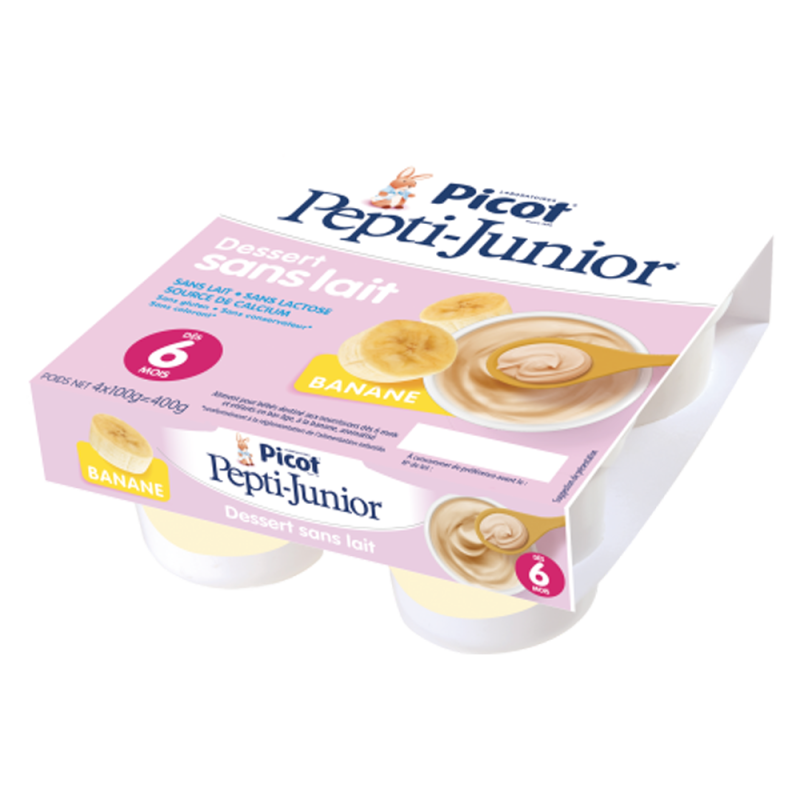 Picot Pepti-Junior Dessert sans lait dès 6 mois Banane lot de 4x100gr Picot Pepti-Junior Dessert sans lait dès 6 mois Banane lot de 4x100gr