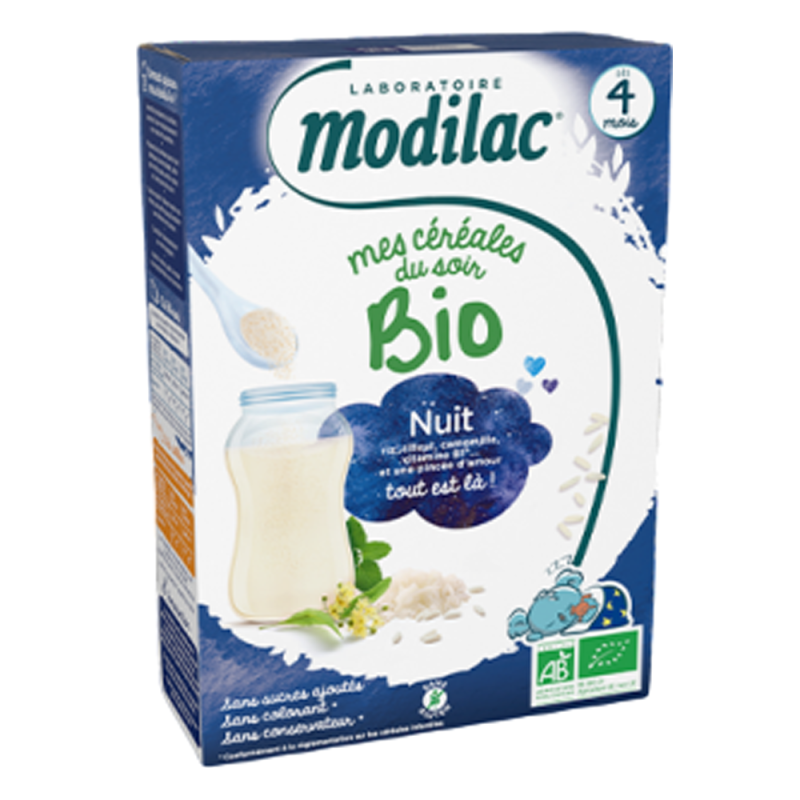 Modilac Mes Céréales bio nuit dès 4 mois 250gr Modilac Mes Céréales bio nuit dès 4 mois 250gr