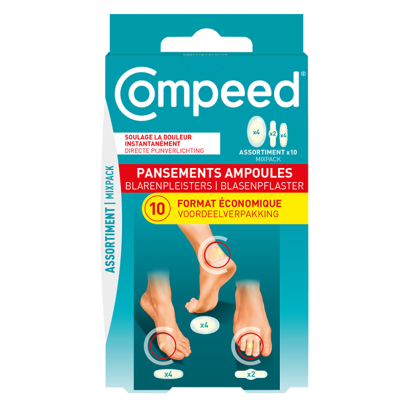Compeed 10 Pansements Ampoules assortiment moyen format Compeed 10 Pansements Ampoules assortiment moyen format