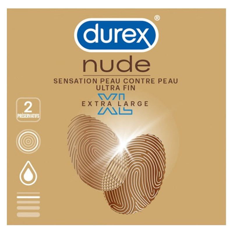 Durex Nude Extra large XL 2 préservatifs Durex Nude Extra large XL 2 préservatifs