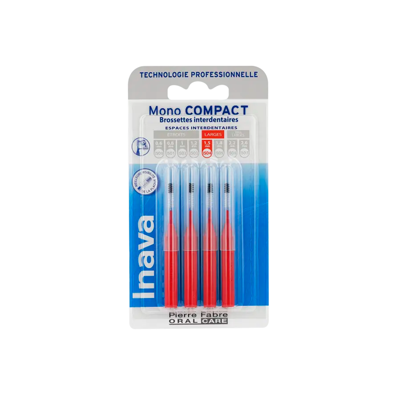 Inava Mono Compact 6 brossettes interdentaire rouges ISO 4 - 1,5mm
