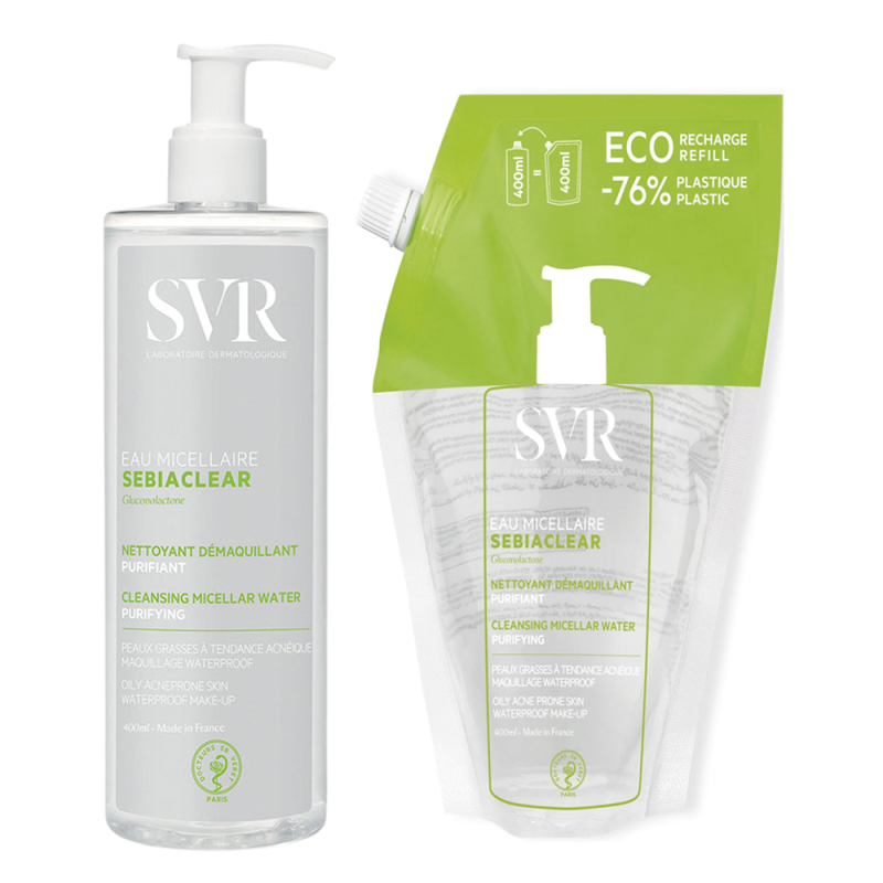 SVR Sebiaclear Eau micellaire 400ml + Éco-recharge 400ml SVR Sebiaclear Eau micellaire 400ml + Éco-recharge 400ml