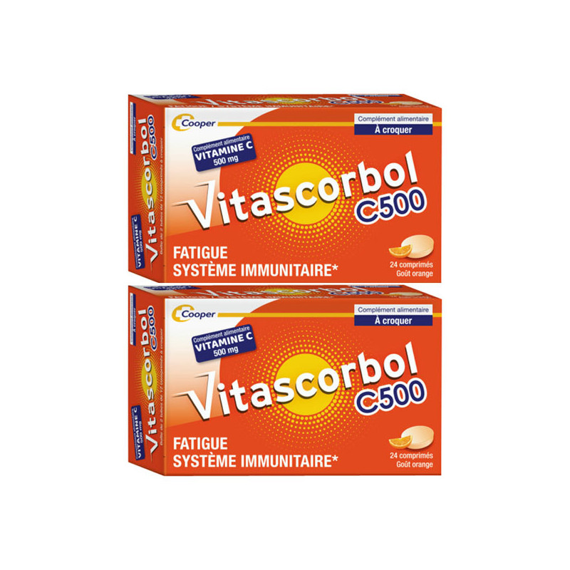 Vitascorbol C500 Vitamine C goût orange lot de 2x24 comprimés