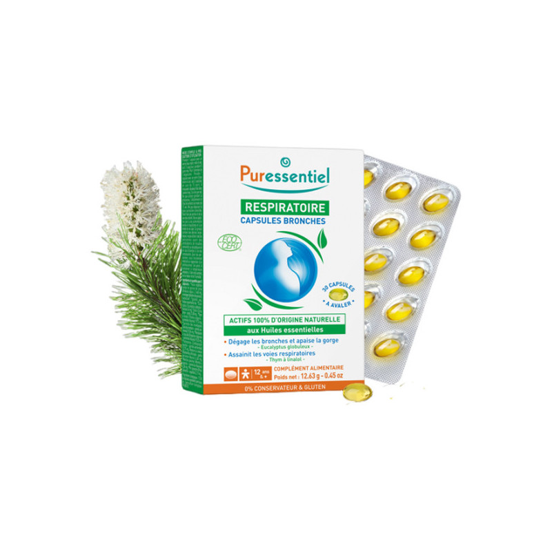 Puressentiel Respiratoire Capsules bronches bio 30 capsules Puressentiel Respiratoire Capsules bronches bio 30 capsules