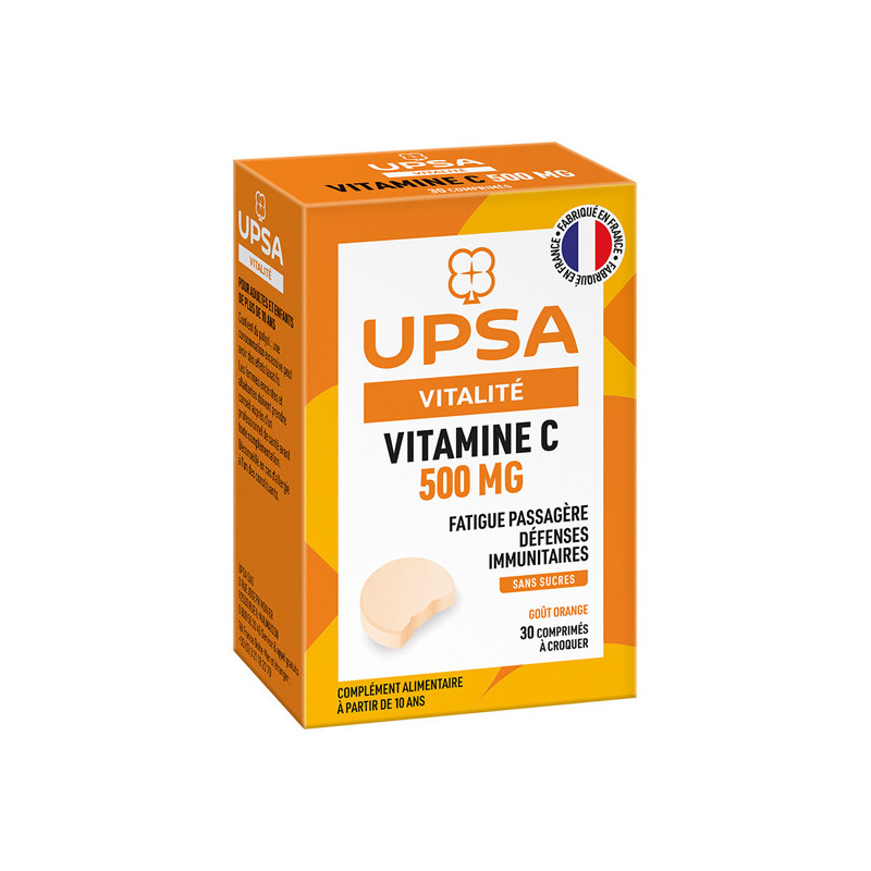 UPSA Vitalité Vitamine C 500mg 30 comprimés à croquer UPSA Vitalité Vitamine C 500mg 30 comprimés à croquer