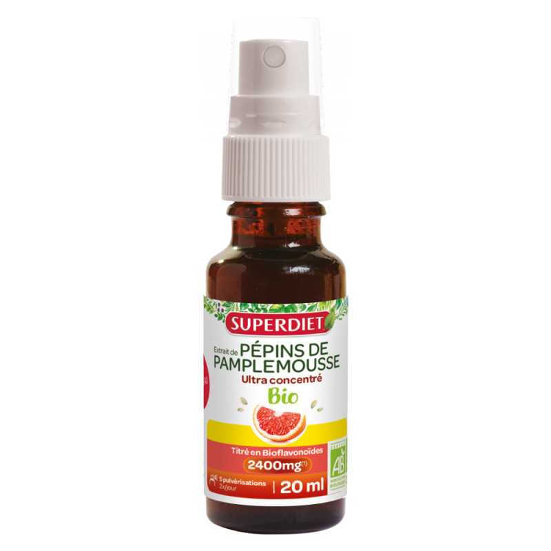 Superdiet Extrait de Pamplemousse ultra concentré Bio 20ml Superdiet Extrait de Pamplemousse ultra concentré Bio 20ml