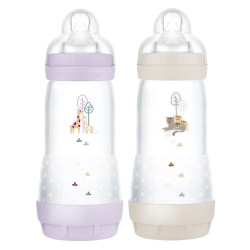 MAM Easy Start Biberon anti-colique 4+ mois Lilas & Sable tétine débit 3 - 2x320ml