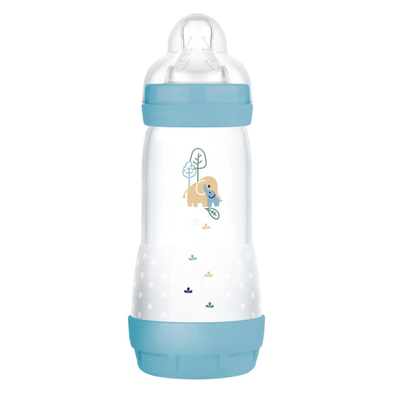 MAM Easy Start Biberon anti-colique à motif éléphant 320ml + Tétine débit 3