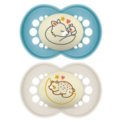MAM Original Nuit 2 sucettes silicone +18 mois