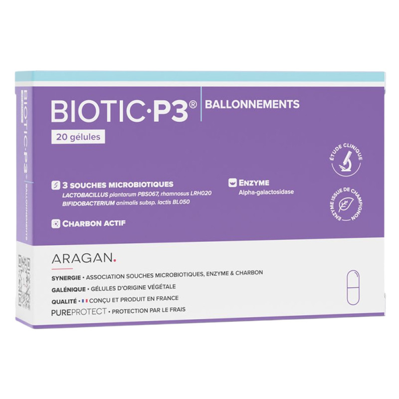 Aragan Biotic P3 Ballonnments 20 gélules