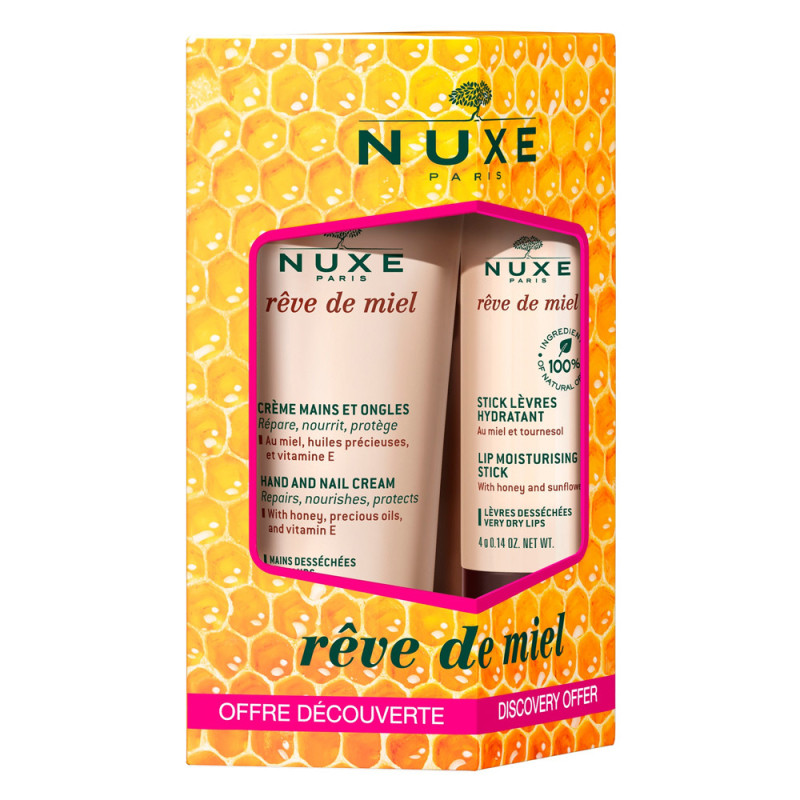 Nuxe Rêve de Miel Crème mains et ongles 30ml + Stick lèvres hydratant 4gr