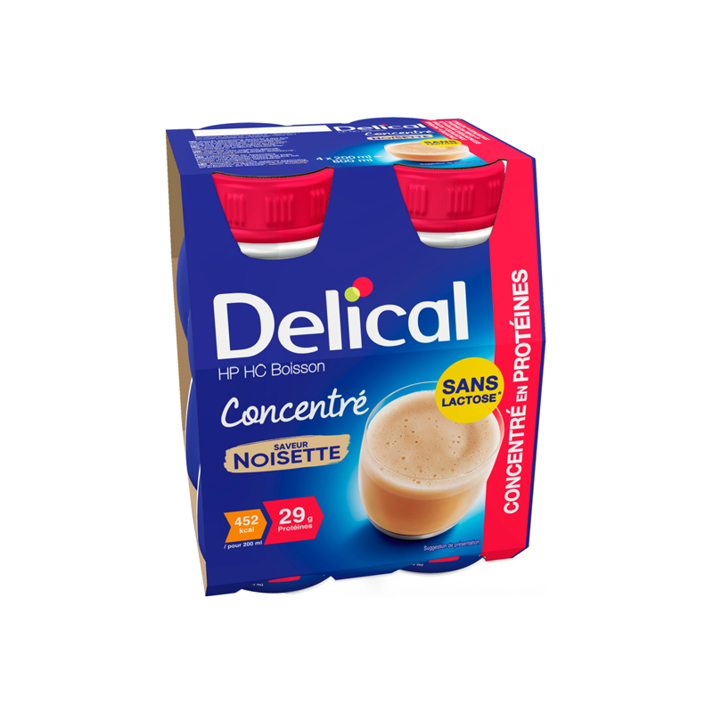 Delical HP-HC boisson concentré saveur noisette lot de 4 x 200ml