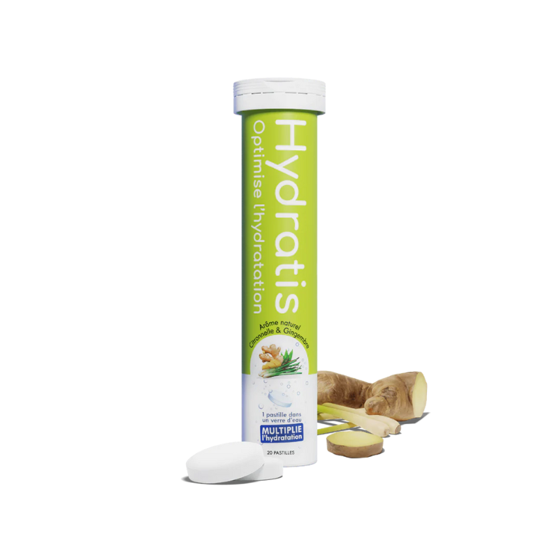 Hydratis Solution d'hydratation arôme citronnelle gigembre 20 comprimés effervescents Hydratis Solution d'hydratation arôme citronnelle gigembre 20 comprimés effervescents