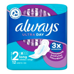 Always Ultra Day 12 serviettes hygiéniques taille 2 long