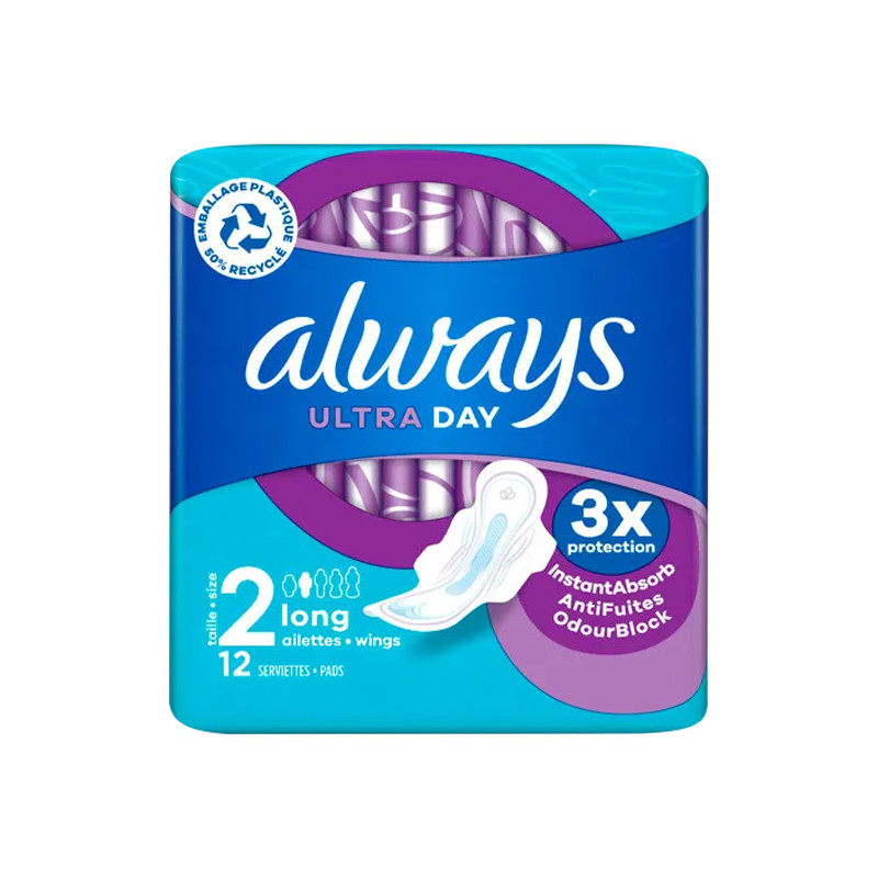 Always Ultra Day 12 serviettes hygiéniques taille 2 long Always Ultra Day 12 serviettes hygiéniques taille 2 long