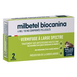 Biocanina Milbetel Vermifuge petits chats et chatons +0,5kg - 2 comprimés